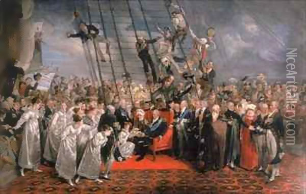 The Arrival of Louis XVIII at Calais Oil Painting - Edward Bird