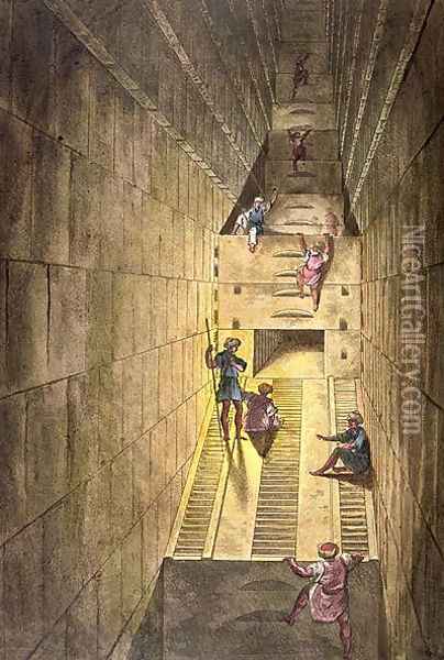 Exploration of the Great Pyramid of Giza, from Le Costume Ancien et Moderne by Jules Ferrario, engraved by Gaetano Zancon 1771-1816 Oil Painting - Alessandro Sanquirico