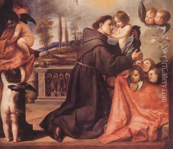 St Anthony of Padua with Christ Child Oil Painting - Antonio de Pereda