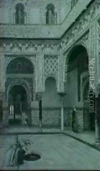 A View Of The Alhambra Oil Painting - Sir Hubert von Herkomer