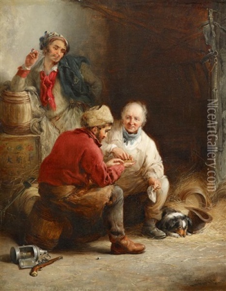 Paying Off The Smugglers Oil Painting - Henry Perlee Parker