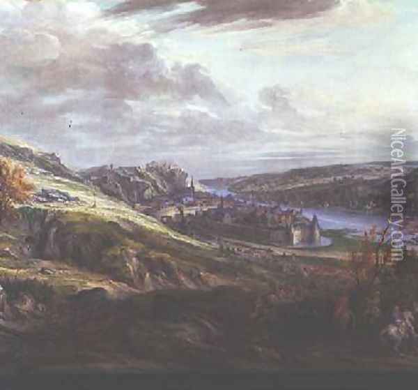 The Siege of the Chateau and Town of Dinant Oil Painting - Adam Frans van der Meulen