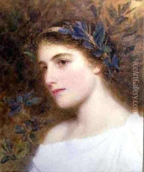 Girl with Laurel Headband Oil Painting - George Lawrence Bulleid