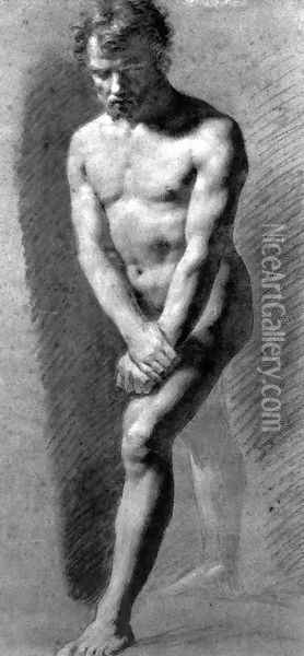 Male Nude Grasping his Wrists Oil Painting - Pierre-Paul Prud'hon