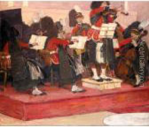 The Scotts Guards Band Oil Painting - Gosta Von Hennigs