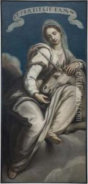La Dama Con L'unicorno Oil Painting - Matteo Rosselli