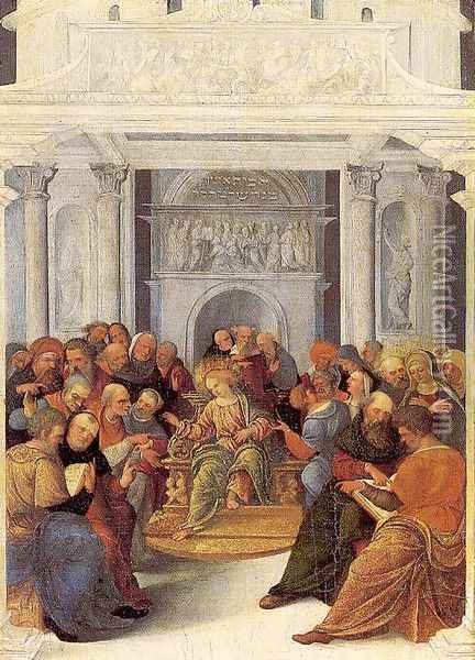 Christ Disputing with the Doctors 1525 Oil Painting - Ludovico Mazzolino