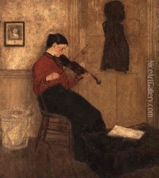 Young Woman With A Violin (grace Westray) Oil Painting - Gwen John