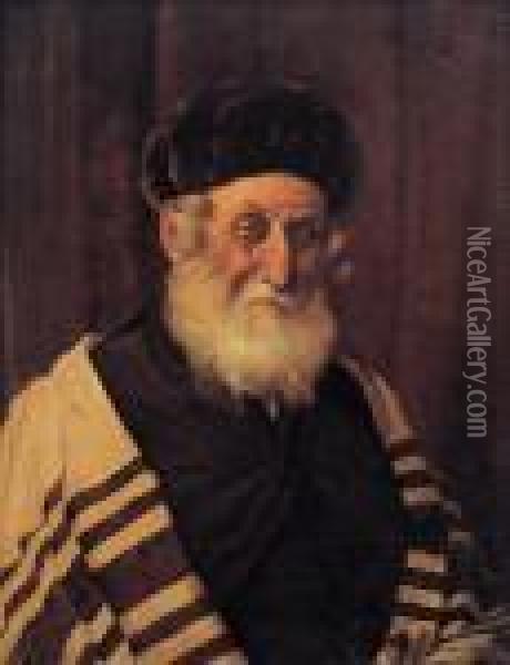 Rabbai With Thalit Oil Painting - Alois Heinrich Priechenfried