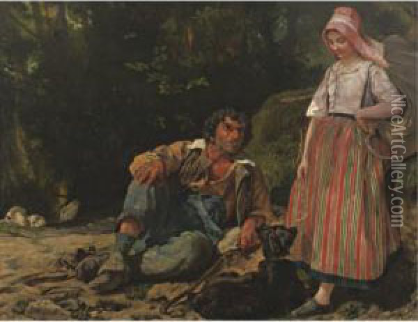 Sold By The Los Angeles County Museum Of Art To Benefit Future Acquisitions
 

 
 
 

 
 The Shepherd And The Shepherdess Oil Painting - Leon Louis Riesener