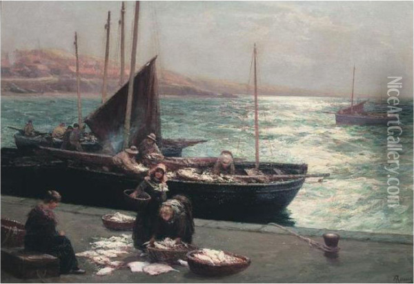 Sorting Fish, Pittenween Oil Painting - Alexander Young