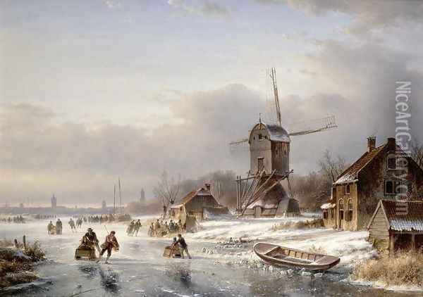 A Winter Landscape Oil Painting - Laurens Johannes Kleijn