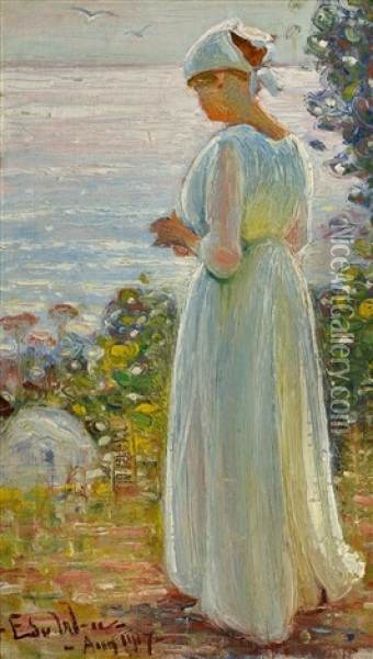 Girl On The Shore Oil Painting - Edvard (Edouard) Westman