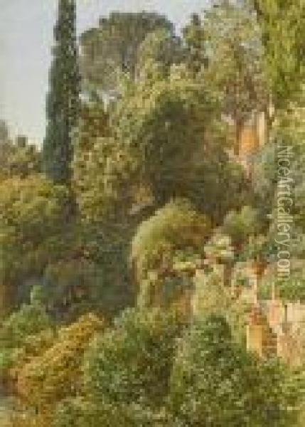View Over An Italian Terrace Oil Painting - Sir Edward John Poynter