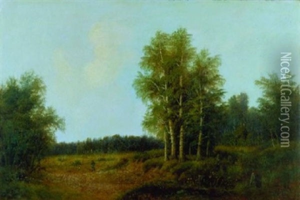 A Wooded Landscape With A Huntsman Oil Painting - Sokrat Maksimovich Vorobiev