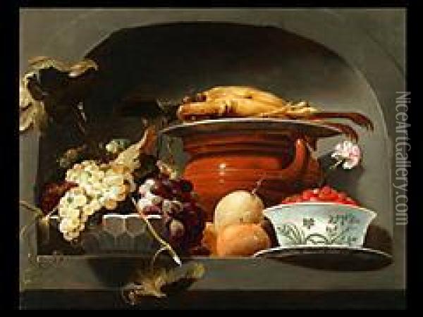Stilleben Mit Fruchten Und Perlhuhn Oil Painting - Frans Snyders