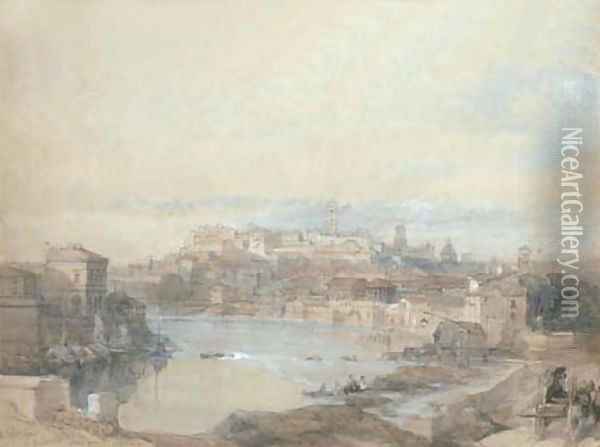 The Capitol viewed across the Tiber, Rome Oil Painting - David Roberts