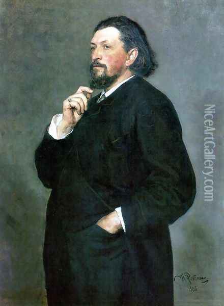Portrait of music editor and patron Mitrofan Petrovich Belyayev Oil Painting - Ilya Efimovich Efimovich Repin