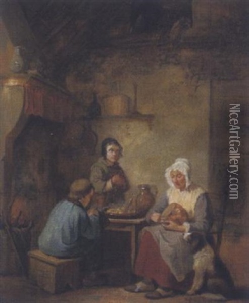 Karges Mahl In Der Stube Oil Painting - Jacobus Ludovicus Godinau