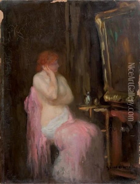 Femme Devant Un Miroir Oil Painting - Michel Simonidy