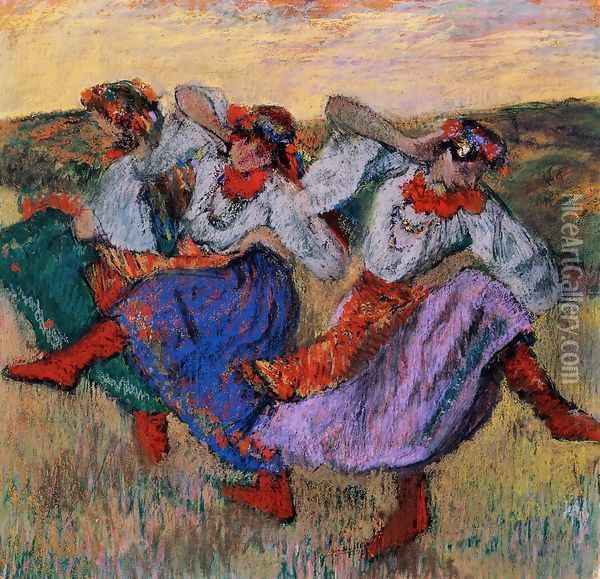 Russian Dancers, c.1899 2 Oil Painting - Edgar Degas
