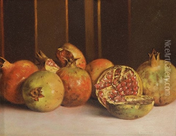 Still Life With Pomegranates Oil Painting - Emil Carlsen