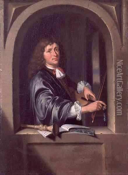 The Violist Oil Painting - Pieter Cornelisz. van SLINGELANDT
