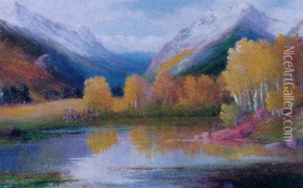 Sheep Lake In October, Rocky Mt. National Park, Colo Oil Painting - Richard H. Tallant