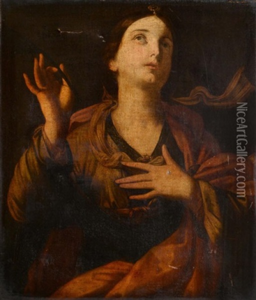 Portrait Of A Female Saint, Half Length, Possibly Catherine Of Alexandria Oil Painting - Antiveduto Grammatica