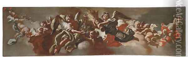 Allegory of Plenty a bozzetto for a ceiling decoration Oil Painting - Andrea Dell'Asta Bagnoli