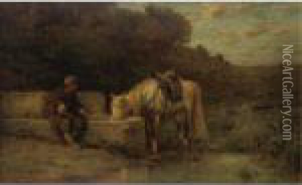 A Rest By The Fountain Oil Painting - Adolf Schreyer