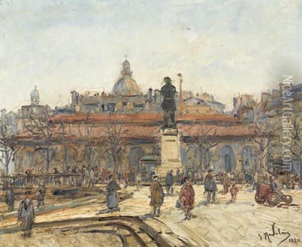 La Place Maubert Oil Painting - Gustave Madelain