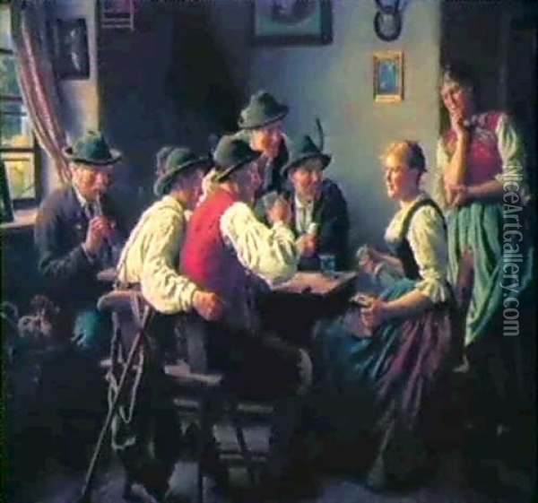 Im Wirtshaus Oil Painting - Emil Rau