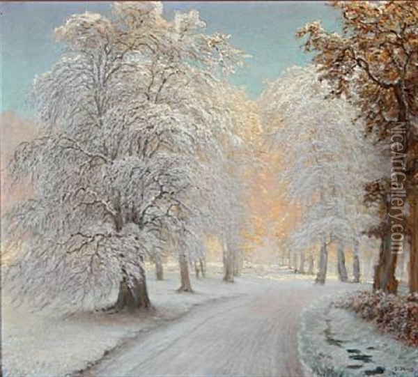 Sunny Winter Day In The Woods Oil Painting - Peter Johan Valdemar Busch