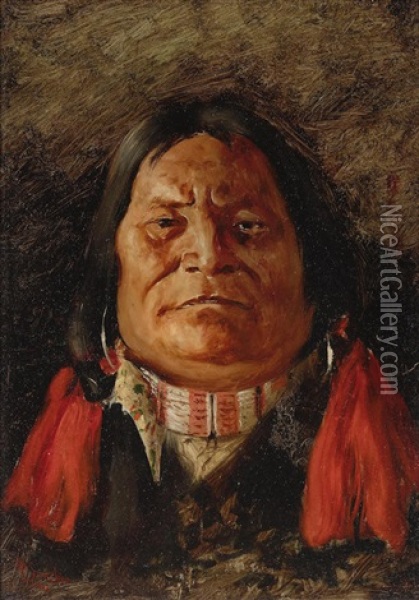 Indian Portrait Oil Painting - Frank Paul Sauerwein