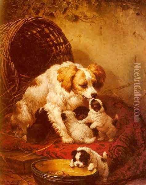 The Happy Family Oil Painting - Henriette Ronner-Knip