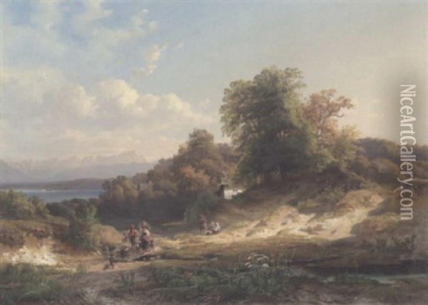 Oberbayerische Seenlandschaft Oil Painting - Jan (Johann Cornelius) Mali