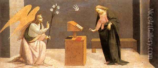 Predella: Annunciation 1488 Oil Painting - Bartolomeo Di Giovanni