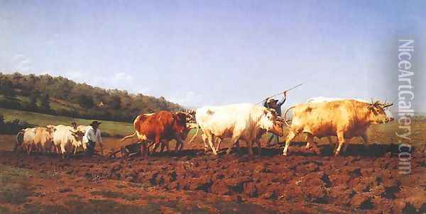 Ploughing in the Nivernais Region 1849 Oil Painting - Rosa Bonheur