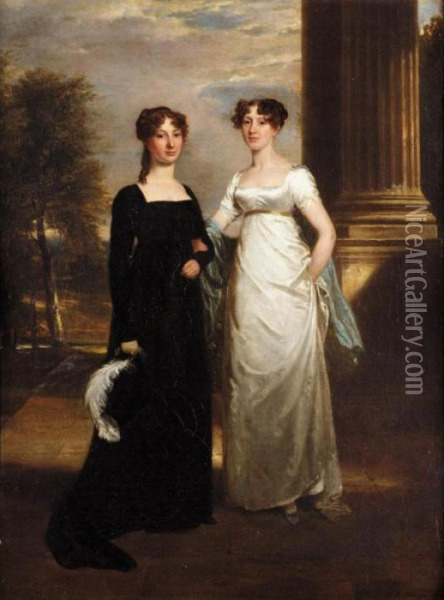 Portrait Of Charlotte And Elizabeth Sullivan, Daughters Of Sir Richard Sullivan Oil Painting - Ramsay Richard Reinagle