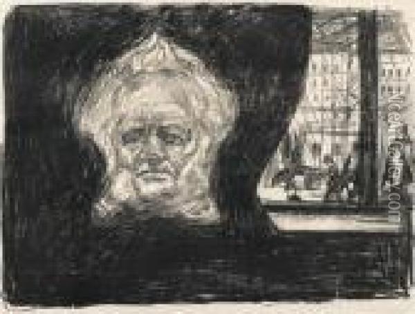 Henrik Ibsen At The Grand Cafe Oil Painting - Edvard Munch