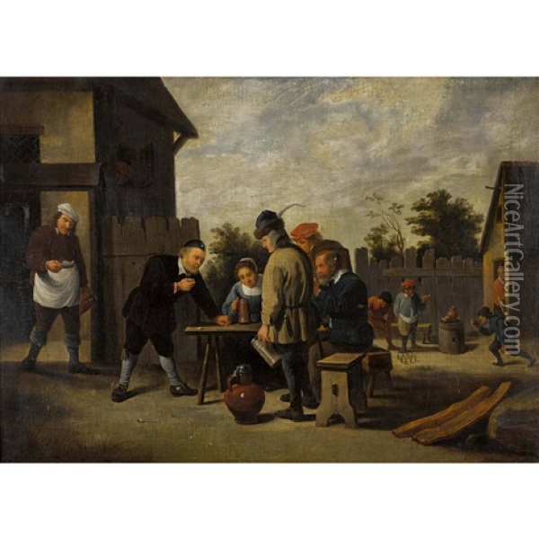 Spielende Bauern Oil Painting - David Teniers the Younger