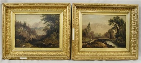 Vermont Landscapes (2 Works) Oil Painting - D.A. Fisher