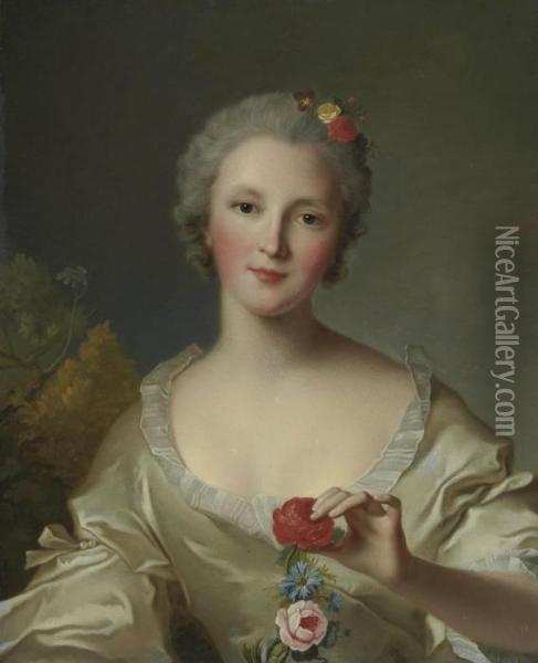 Portrait Of Marguerite-francoise-bernard De Reims, Madame Dupleix De Bacquencourt Oil Painting - Jean-Marc Nattier