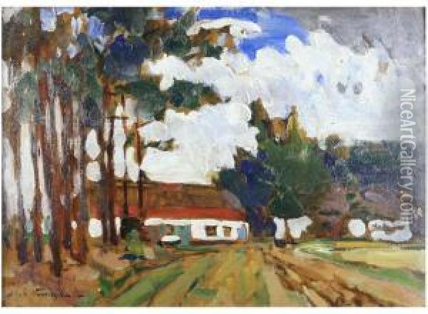 Study Of A Farmhouse Oil Painting - Alphonse Vermeylen