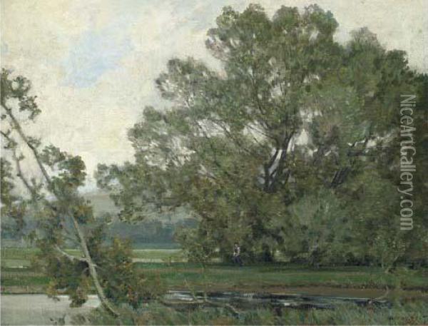 A Shady Glade Oil Painting - Sir Alfred East