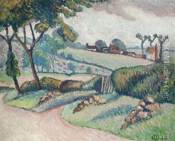 Duton Hill, Essex Oil Painting - Lucien Pissarro