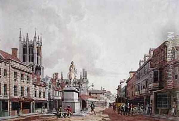 The Market Place Hull Looking North 1780 Oil Painting - Thomas Malton, Jnr.