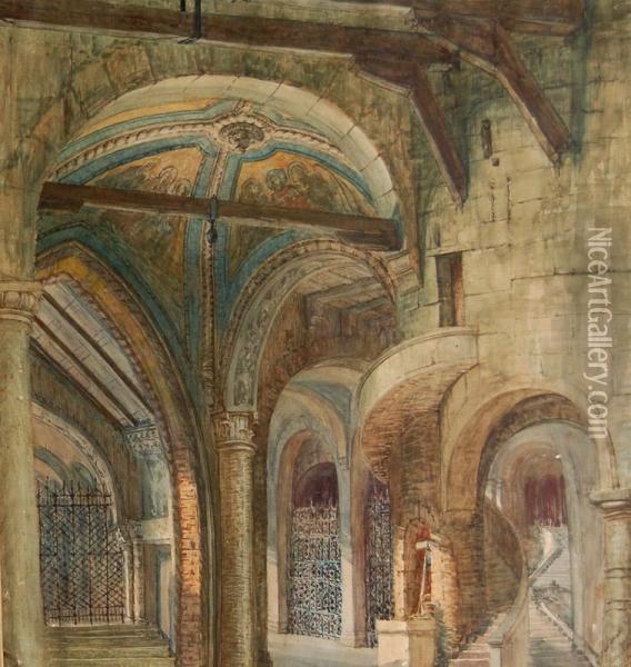 Interno Di Chiesa Oil Painting - Gaetano D'Agostino
