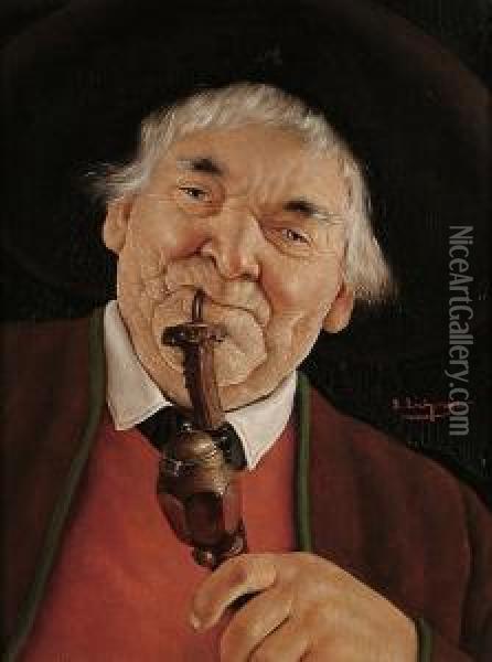 A Favourite Pipe; The Connoisseur Oil Painting - Erwin Eichinger